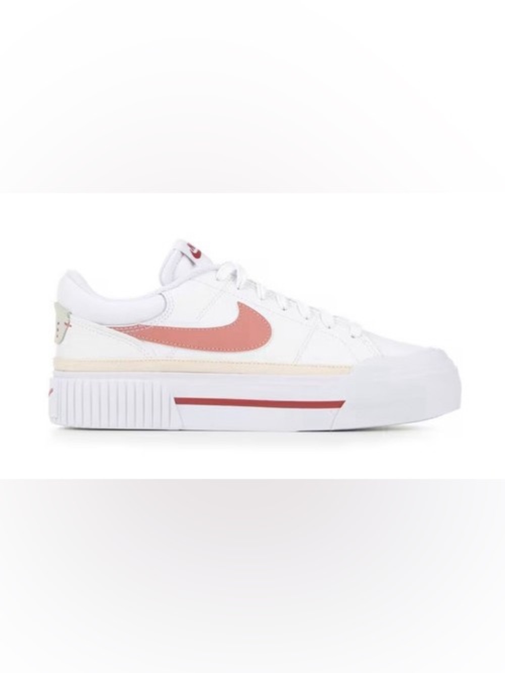 Nike Women's White Sneaker with Pink Swoosh 8.5